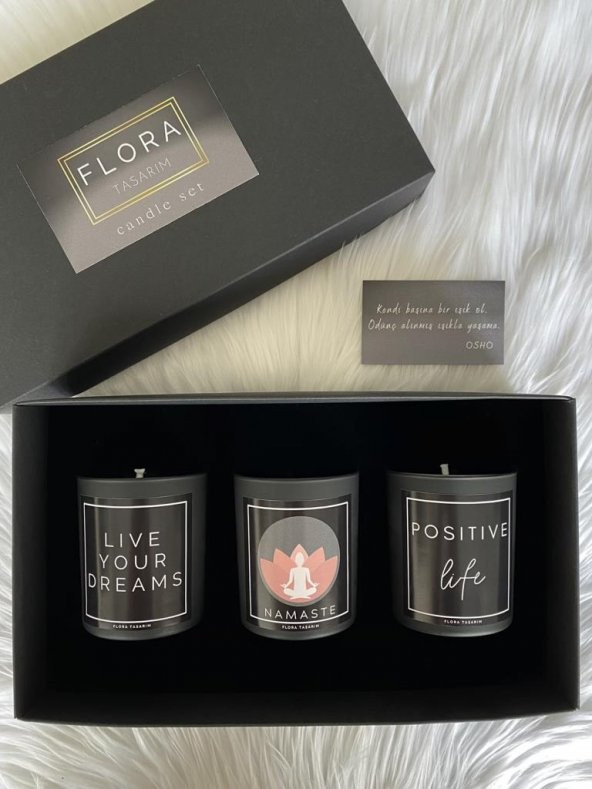 Flora Tasarım 3lü Yoga ve Meditasyon Mum Seti - 1
