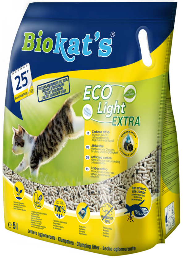 Biokats Pelet Kedi Kumu Eco Light Extra 5lt  Aktif Karbonlu 2,9 kg
