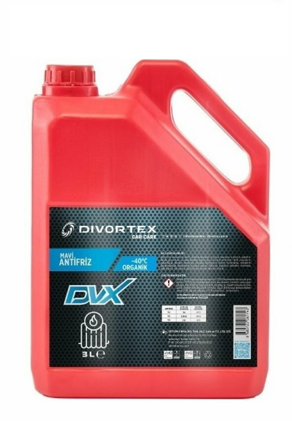 DİVORTEX -40° Organik MAVİ Antifriz 3 Lt.