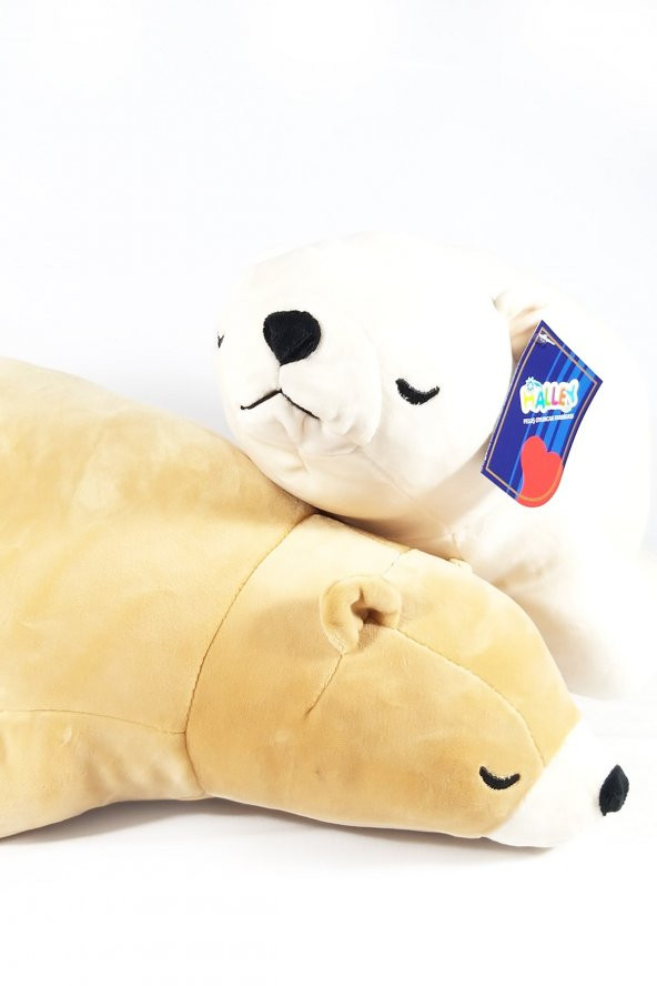 Peluş Yatan Yastık Kutup Ayısı 55 Cm Uyku Arkadaşı Hediyelik - 1
