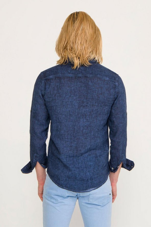 Kolları Desenli Gömlek - 4