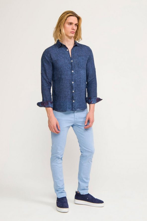 Kolları Desenli Gömlek - 5