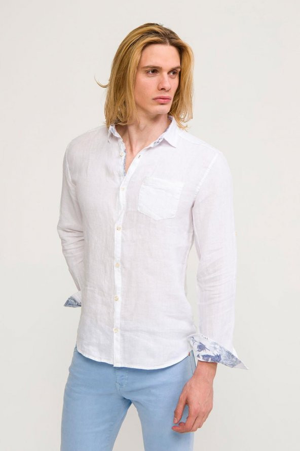 Kolları Desenli Gömlek - 6