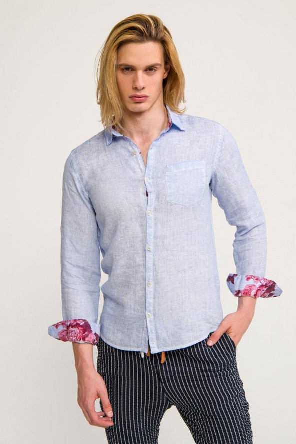 Kolları Desenli Gömlek - 10