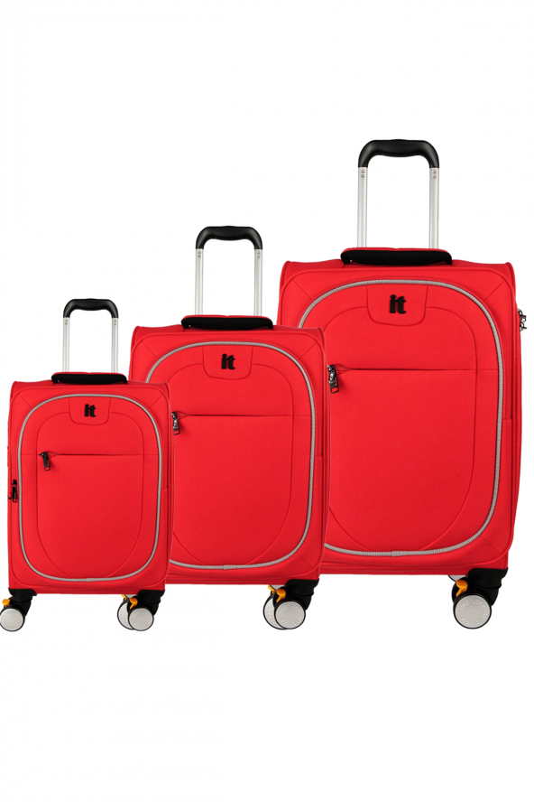 IT Luggage 02228 Kırmızı 3lü Kumaş Valiz Seti