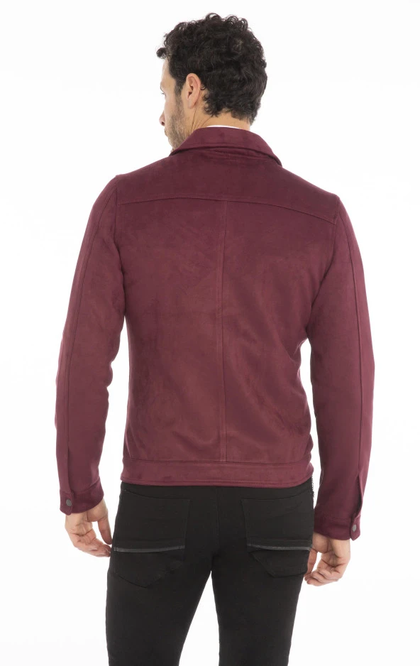 Erkek Slim Fit İçi Astarsız Cepli Baharlık Süet Kısa Mont - 8