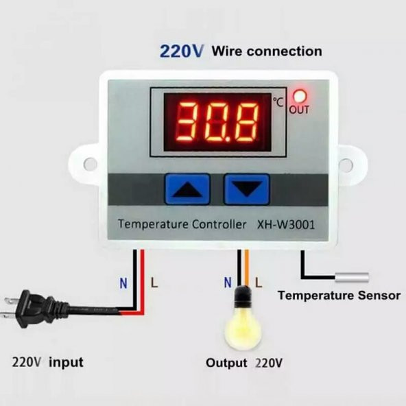 XH-W3001 220 V Dijital Kontrol Sıcaklık Termostat Akvaryum Kuluçka Termostat Sıcaklık Kontrol Cihazı