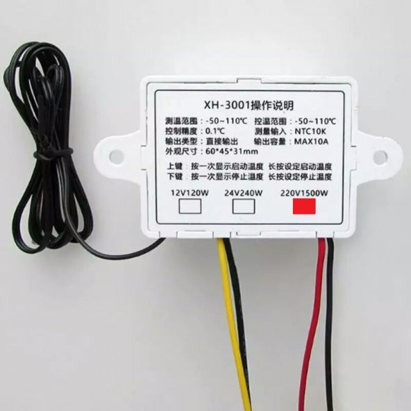 XH-W3001 220 V Dijital Kontrol Sıcaklık Termostat Akvaryum Kuluçka Termostat Sıcaklık Kontrol Cihazı - 2