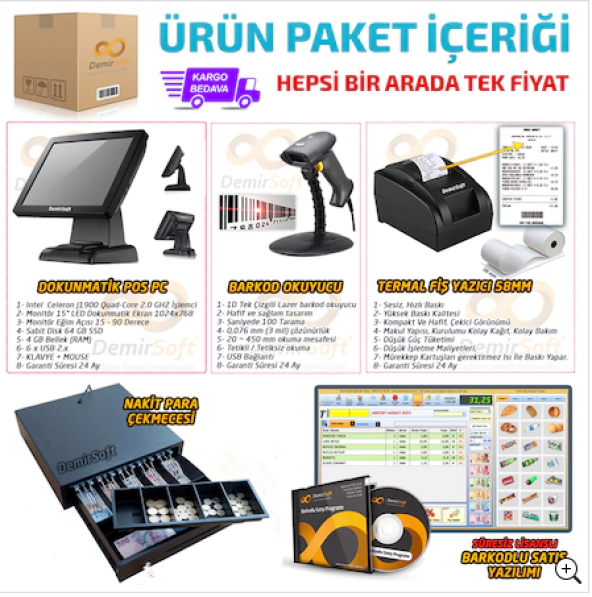 Dokunmatik Barkodlu Satış Sistemi Her Şey Dahil Sistem - 2