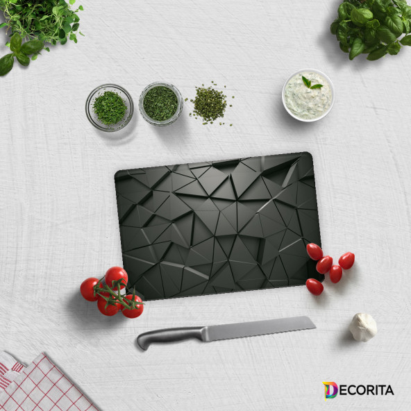 DECORITA Cam Kesme Tahtası- Antrasit Kristal