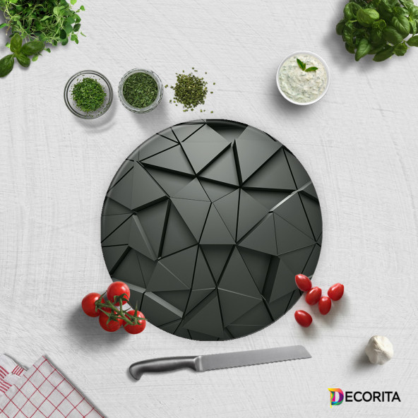 DECORITA Cam Kesme Tahtası- Antrasit Kristal - 4