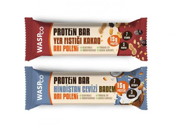 WasPco Glutensiz 2li Protein Bar Yer Fıstığı & Kakao ve Hindistan Cevizi