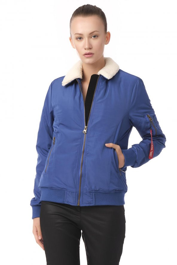 Kadın Yakası Çıkabilen Yünlü Çok Cepli Pilot Bomber Kolej Mont