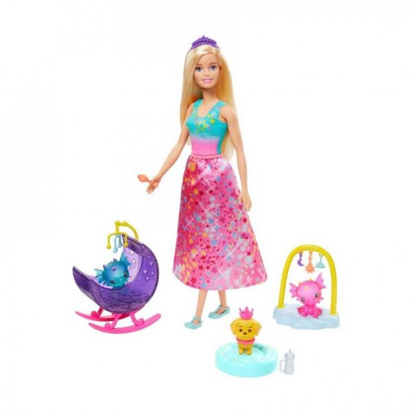 Barbie Dreamtopia Prenses Bebek ve Aksesuarları Oyun Seti GJK49 GJK51 Elbiseli