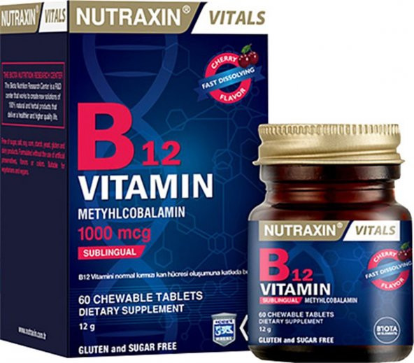 Nutraxin Vitamin B12 1000 mcg Dilaltı 60 Tablet