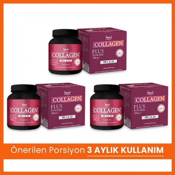 Hud Collagen Plus Powder 300 g - Toz Kolajen (3 Adet)