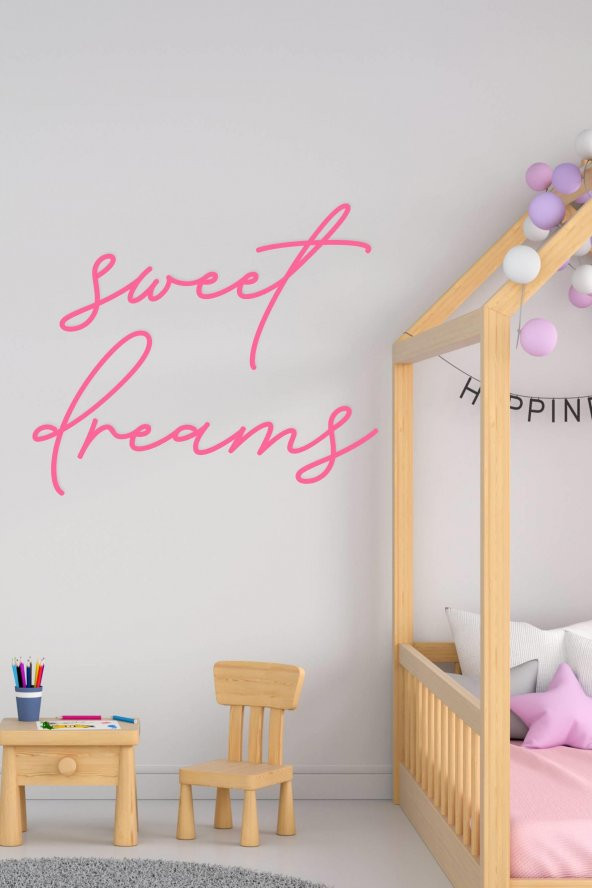 Sweet Dreams Çocuk Bebek Odası Suvar Sticker-Pembe (60x72cm)