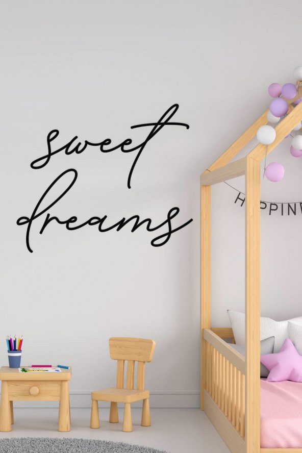 Sweet Dreams Çocuk Bebek Odası Suvar Sticker-Siyah (60x72cm)