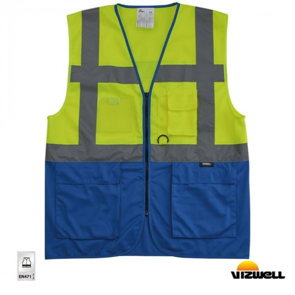 Vizwell Çok Cepli̇ İki Renkli̇ Reflektörlü Mühendi̇s Yeleği - 2