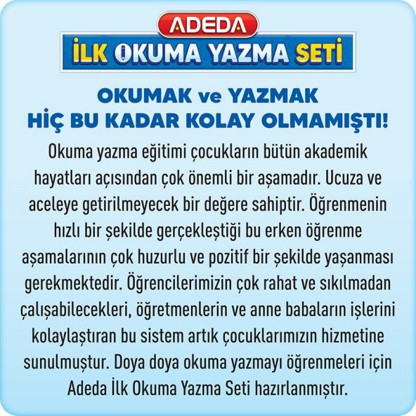 Adeda İlk Okuma Yazma Seti - 9