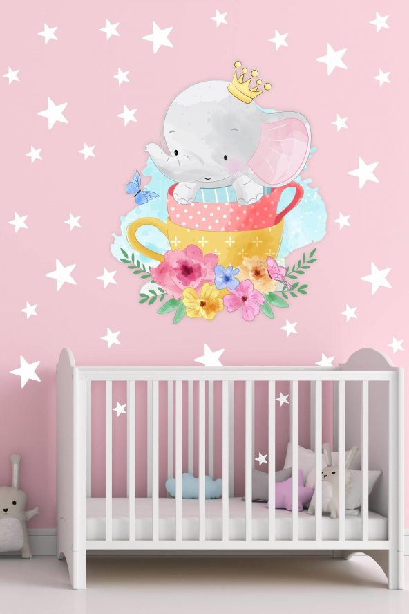 Sevimli Fil ve Yıldızlar Çocuk Odası Sticker