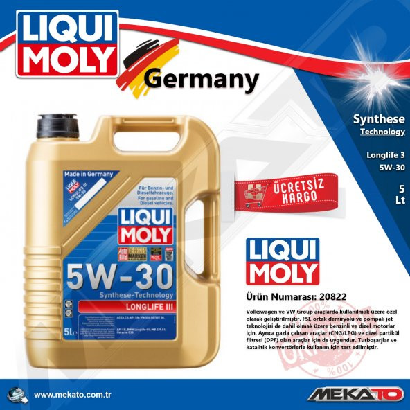 Liqui Moly Longlife 3 5W30 Volkswagen Motor Yağı 5LT