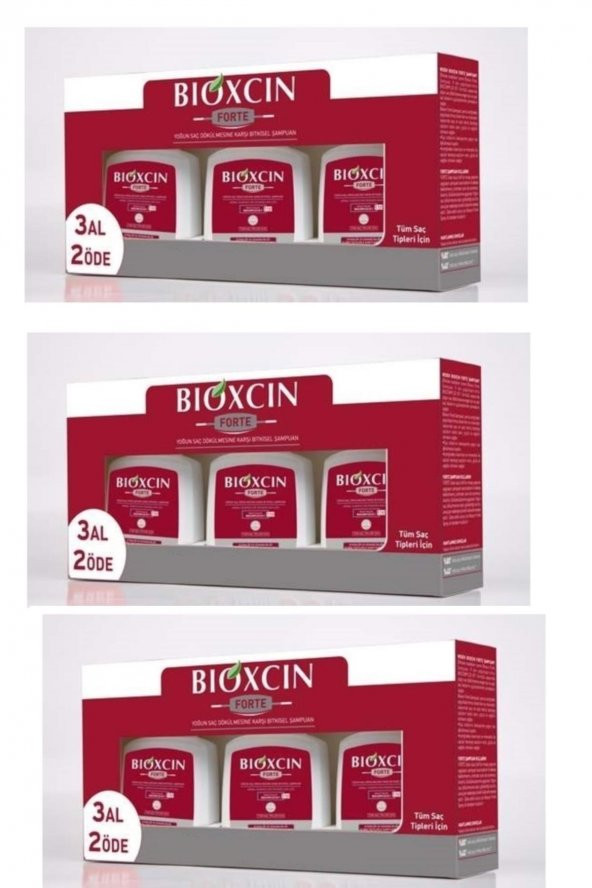Bioxcin Forte Yoğun Saç Dökülmesine Karşı Bitkisel Şampuan 3 al 2 öde 3 x 300 ml 3lü Paket