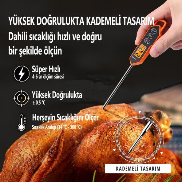 Thermopro Tp01h Işıklı Daldırma/Saplama Gıda Pişirme Termometresi - 7
