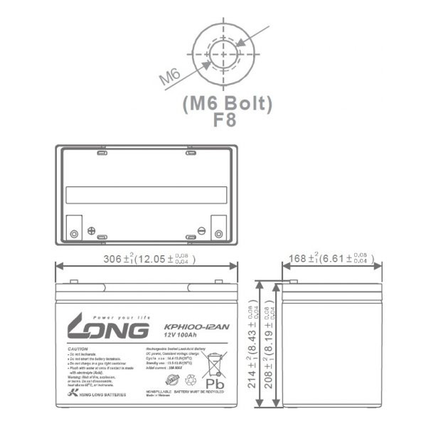 LONG 12Volt 100Ah Uzun Ömürlü Kuru Tip Akü - 3
