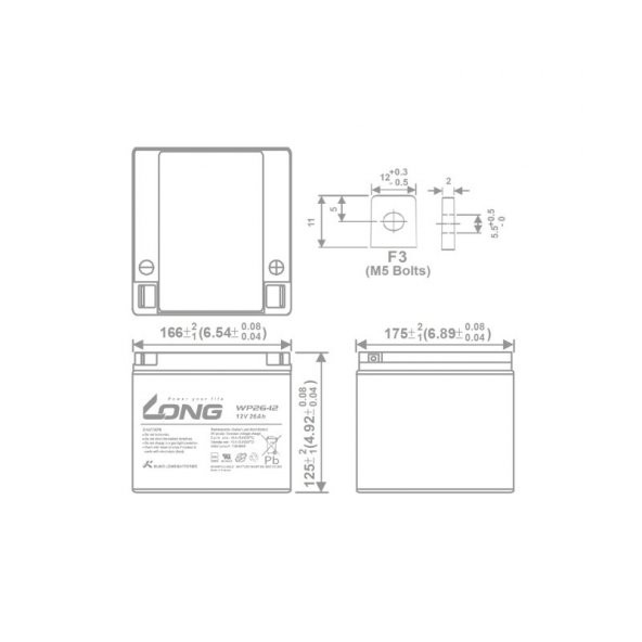LONG 12Volt 26Ah Kuru Tip Akü - 2