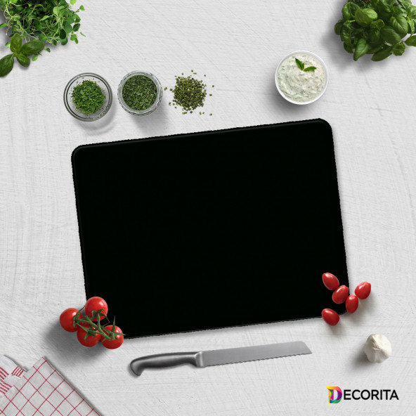 DECORITA Cam Kesme Tahtası- Düz Renk Siyah - 3