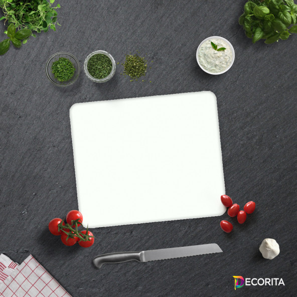 DECORITA Cam Kesme Tahtası - Düz Renk-Beyaz - 2