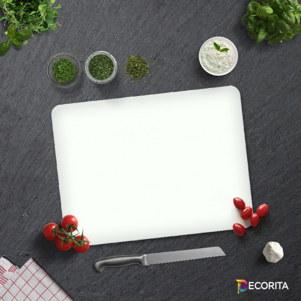 DECORITA Cam Kesme Tahtası - Düz Renk-Beyaz - 3