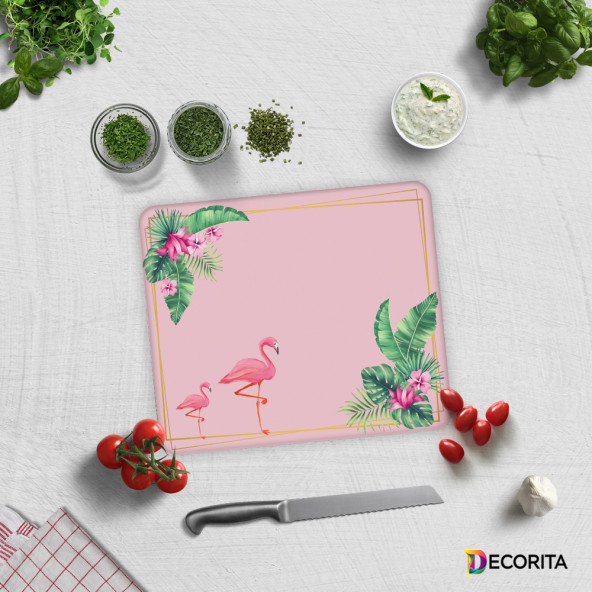DECORITA Cam Kesme Tahtası - Tropik Flamingo - 2