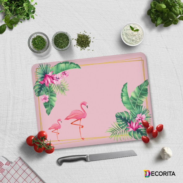 DECORITA Cam Kesme Tahtası - Tropik Flamingo - 3