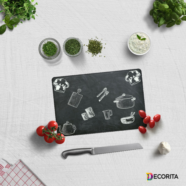 DECORITA Cam Kesme Tahtası- Karatahta Görünümlü