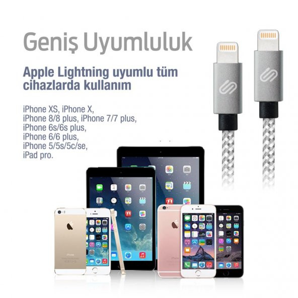 QWERTS Apple iPhone 5 6 7 8 X USB Hızlı Data Sarj Kablosu 1 Metre - 6
