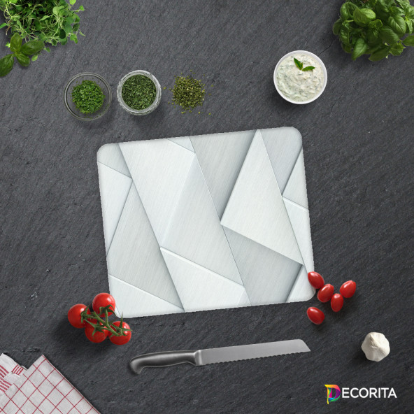 DECORITA Cam Kesme Tahtası- Gümüş Desen - 2