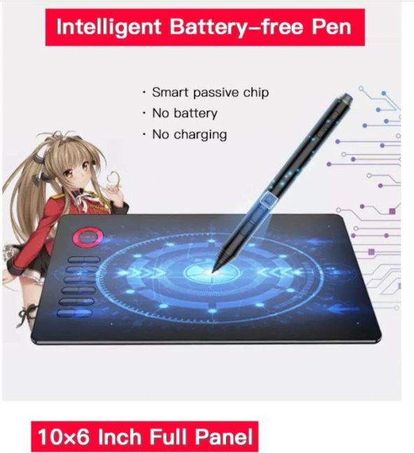 Veikk A15 Pro 10 x 6" 8192 Level 5080 LPI Grafik Tablet + Kalem - 8