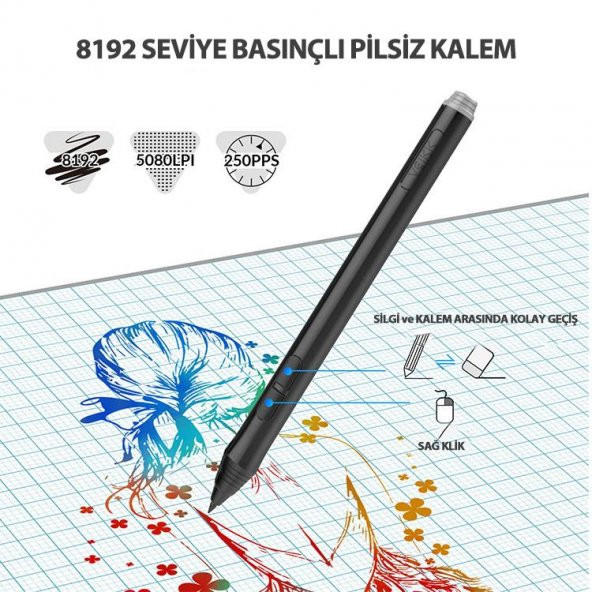 Veikk A50, Veikk A15 ve Veikk A15 Pro Grafik Tabletler İçin Pilsiz Pasif Kalem (Veikk P02) - 9
