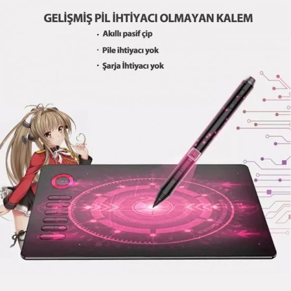 Veikk A50, Veikk A15 ve Veikk A15 Pro Grafik Tabletler İçin Pilsiz Pasif Kalem (Veikk P02) - 10
