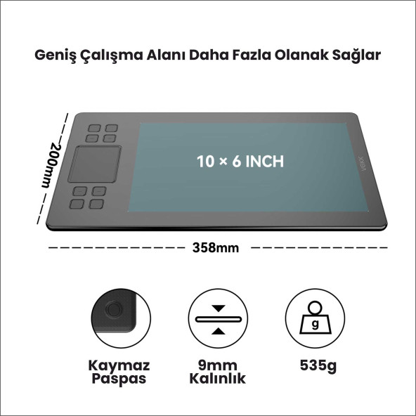 Veikk A50 10 x 6" Grafik Tablet - 2