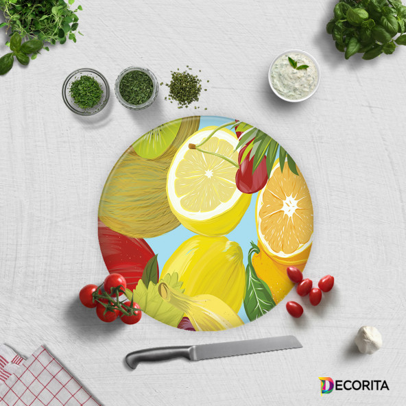 DECORITA Cam Kesme Tahtası- Ekşi Meyveler - 4