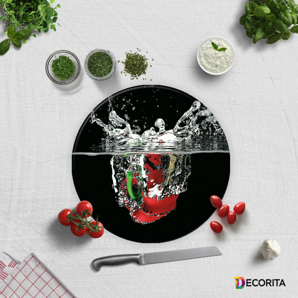 DECORITA Cam Kesme Tahtası- Su ve Sebzeler - 4