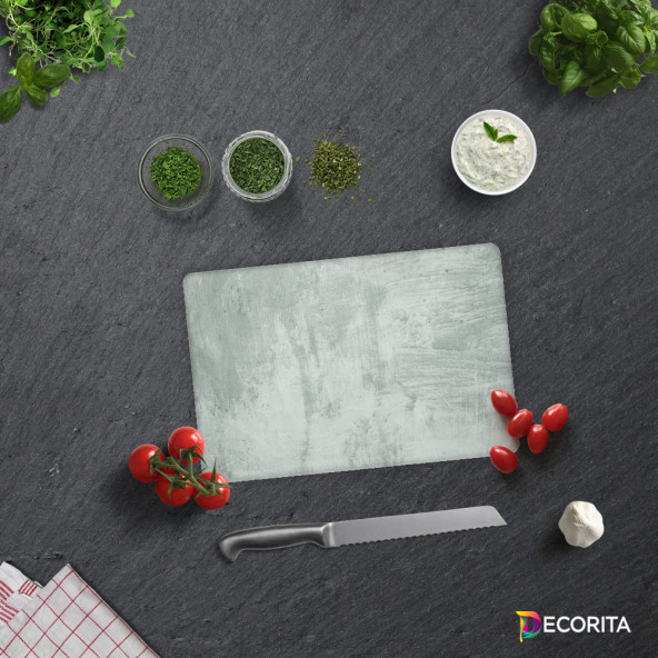 DECORITA Cam Kesme Tahtası- Gri Duvar Dokulu