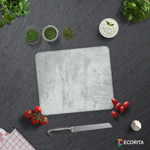 DECORITA Cam Kesme Tahtası- Gri Duvar Dokulu - 2