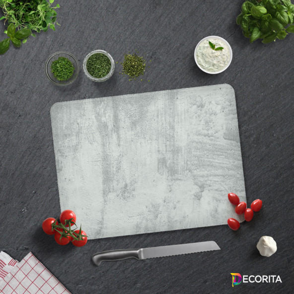 DECORITA Cam Kesme Tahtası- Gri Duvar Dokulu - 3