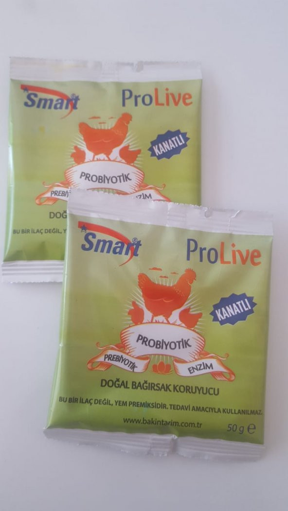 Smart  Prolive  Kanatlı Hayvan İçin Probiyotik , Prebiyotik ve Enzim  50gr x 2 Adet