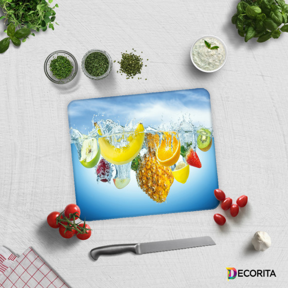 DECORITA Cam Kesme Tahtası- Tropik Meyveler - 2