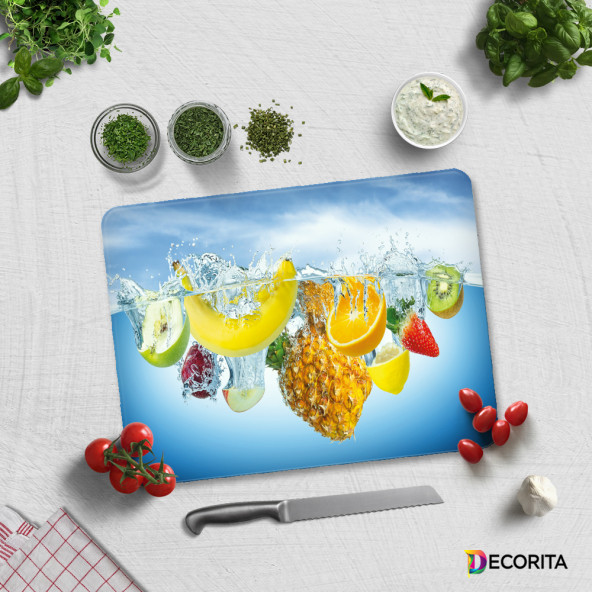 DECORITA Cam Kesme Tahtası- Tropik Meyveler - 3